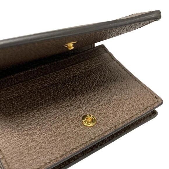 Auth GUCCI Ophidia 523155 Dark Brown Beige Multi PVC Leather Bifold Wallet - Picture 3 of 11